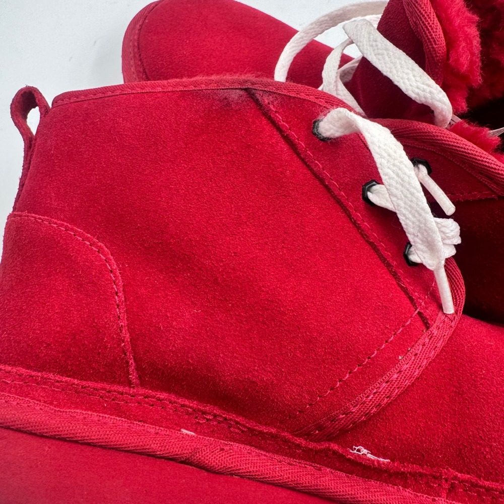 UGG NEUMEL CHUKKABOOTS Womens Size 6 Red Suede Shearling Lined Lace Up 1017320K - Picture 6 of 12